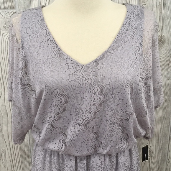 Vintage Alfani Dress Gray Lace Layered Size Medium - Picture 3 of 7